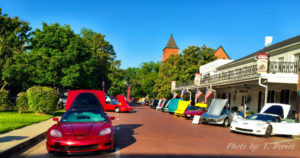 Corvettes on the streets looking toward the Museum.